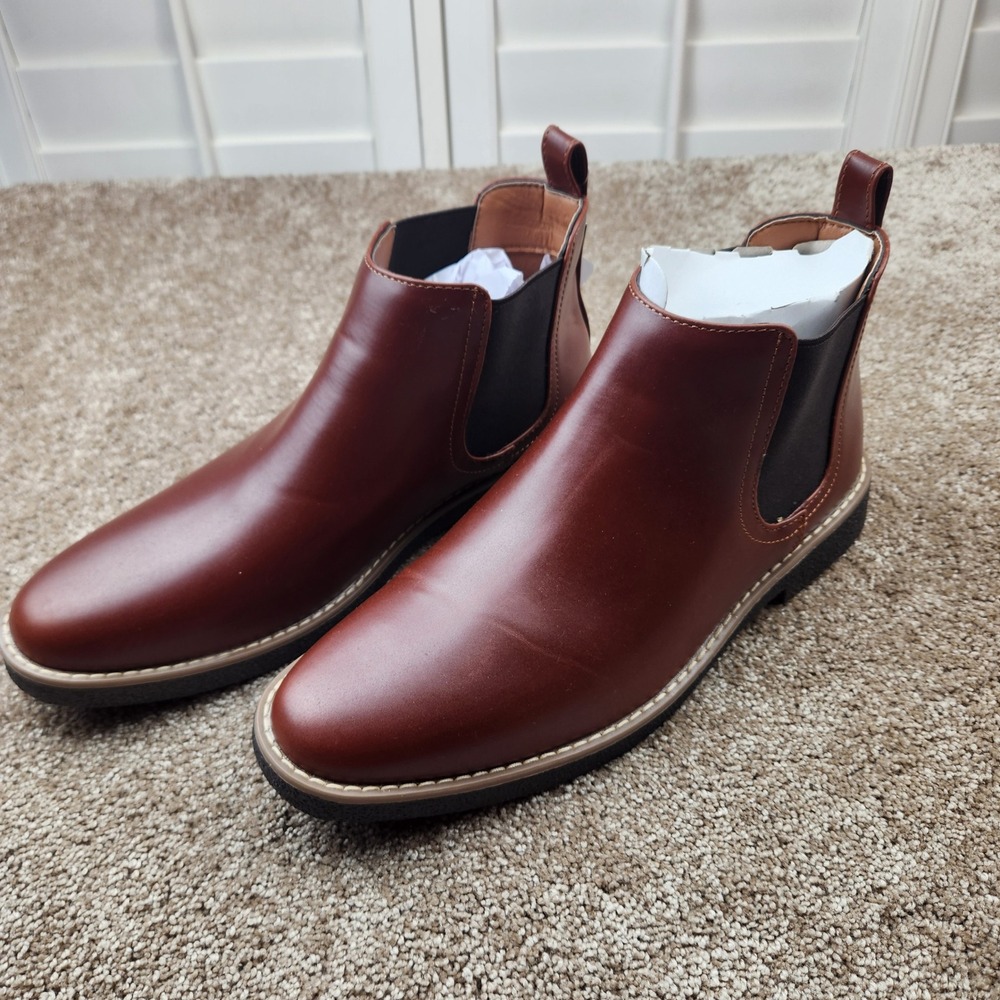 Deer Stags Rockland Men Chelsea Boots Brown 9.5W Memory Foam Slip On Ankle Boots